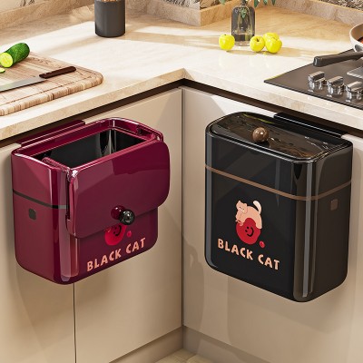 家用厨房壁挂垃圾桶2025新款方形带盖悬挂式免弯腰卫生间创意纸篓